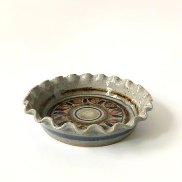 Vintage Circular Studio Pottery Tray with Curvy Edge 
