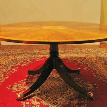 Round English banded mahogany table c. 1930's 