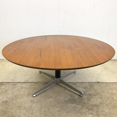 Mid-Century Circular Coffee Table With Adjustable Height 