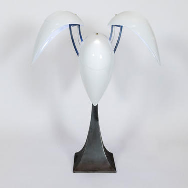 “Limoges” porcelain and brushed steel table lamp. (Limited Edition)