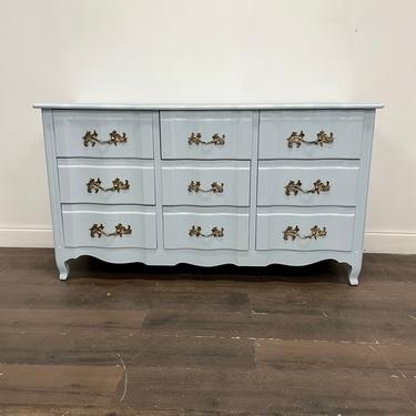 AVAILABLE: Light Blue Lacquered French Provincial Dresser 