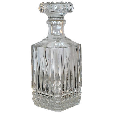Vintage 1960s Square Glass Diamond Point Decanter by 2bModern