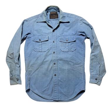 Vintage EDDIE BAUER 100% Cotton Chamois Shirt ~ S ~ Faded ~ Work Wear / Hunting ~ Flannel ~ 