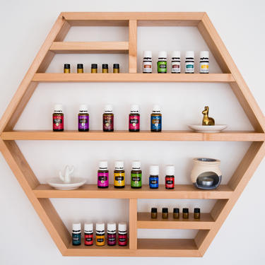 Large hexagon floating shelf, essential oils shelf, geometric shelf, floating shelf, hexagon shelf 