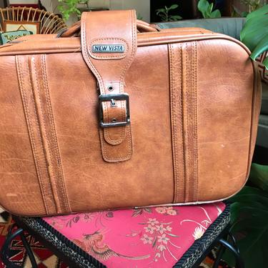 Brown vintage suitcase, Vegan Leather, 1970's 