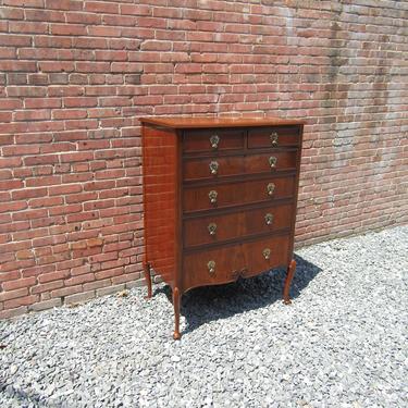 Waring & Gillows Walnut Tallboy Chest of Drawers Linen Chest Queen Anne Art Deco 