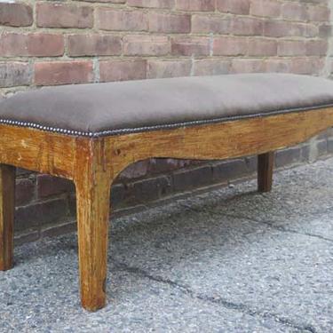Antique Italian Upholstered Bench in Original Paint