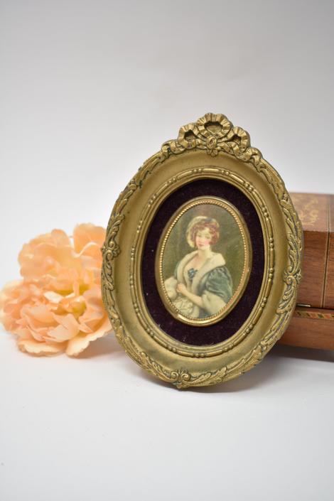 6&amp;quot; Victorian Oval Antique Style Cameo Painting | A Cameo Creation | Mary Vincent Nesbert after C.E. Leslie R.A. | Ornate Oval Frame Birthday 