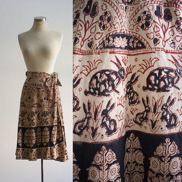 Vintage 1960s Indian Skirt / Gauzy Indian Wrap Skirt / Vintage Wrap Skirt / 1960s Wrap Skirt / Boho Skirt / Soft Gauzy Cotton Wrap Skirt 
