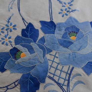 Beautiful Blue Embroidered Tablecloth 