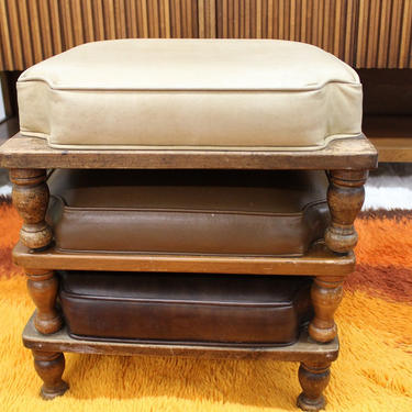 Mid Century Modern  footstools, footrests set of 3 in brown tones 