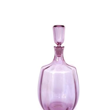 BLENKO ROSÉ #6416 Glass Decanter | Circa 1963-1964  | Lilac Pink Art Glass Gourd Decanter | Mid-Century Hand Blown Pink Collectible Glass 