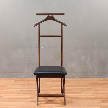 Dark Wood &amp; Vinyl Valet Chair – ONLINE ONLY