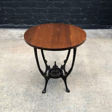 Vintage Solid Iron & Wood Top End / Side Table 