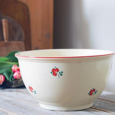 Vintage mixing bowl / Kitchen Kraft 1940s ceramic mixing bowl / rustic farmhouse kitchen decor / country floral bowl / vintage kitchen 