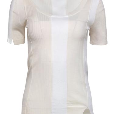 Alexander Wang - Cream & White Paneled Knit Short Sleeve Tee Sz M