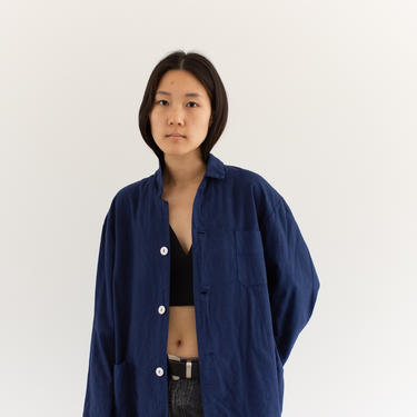 Vintage True Blue Flannel Two Pocket Chore Shirt | Overdye Blue Cotton | M L XL | 