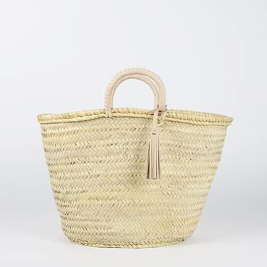 SOCCO Designs - Honolulu Straw French Basket with Leather Tassel