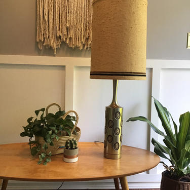 Laurel Table Lamp brass vintage mid century modern brutalist Solid Brass Tall Side table Lamp 