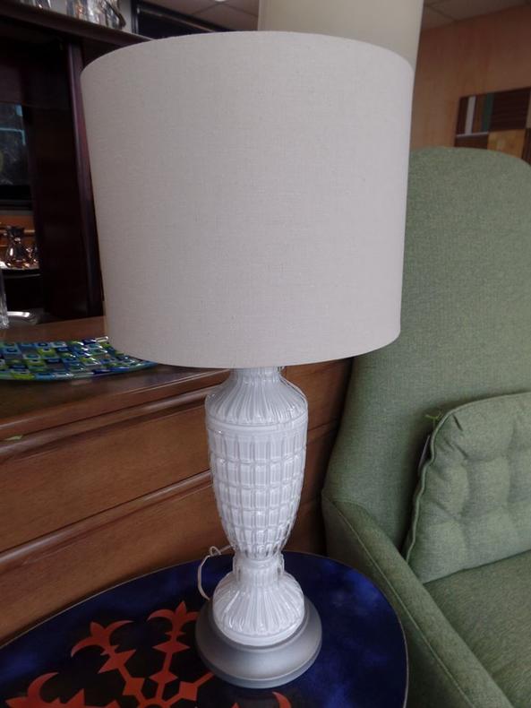 Vintage white painted glass lamp