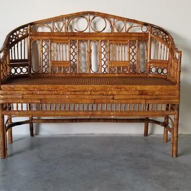 Brighton Pavilion Bamboo Rattan With Cane Seat Settee 