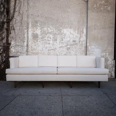 Winter white Vintage Reupholstered Sofa 