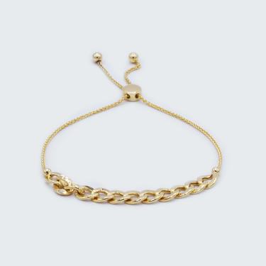 Gold Curb Link Bolo Bracelet