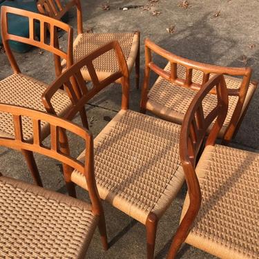 Danish Modern Mid century Vintage J.L Moller 79 Teak Chairs 