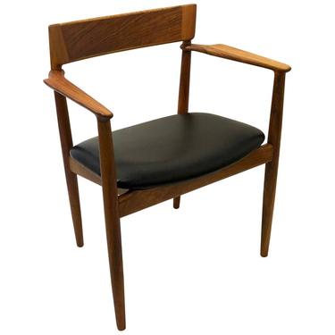 Danish Modern Rosewood and Walnut Leather Seat Armchair by Grete Jalk