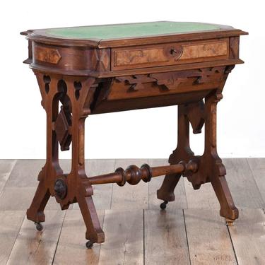 Antique Victorian Writing Desk W Burl Detail, England 