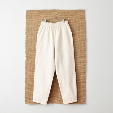 vintage natural canvas pants, cream cotton utility trousers, size M / L 
