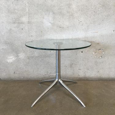 Vintage Glass & Chrome Round End Table