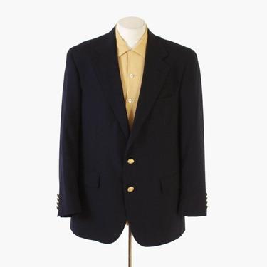 Vintage 80s RALPH LAUREN BLAZER / 1980s Men's Tailored Navy Wool Sport Coat Jacket M 