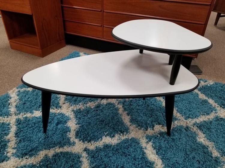 Mid-Century Modern black and white step table