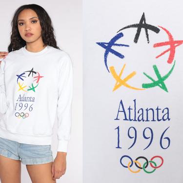Atlanta Olympics Shirt 1996 USA Olympics Sweatshirt Crewneck Sweatshirt 90s Sweatshirt White Slouchy 1990s Vintage Sweat Shirt Medium 