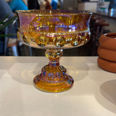 Vintage Carnival Glass Pedestal Dish