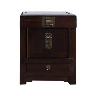 Chinese Brown Top Open Metal Hardware End Table Nightstand cs3445E 