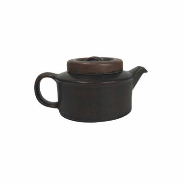 Vintage North Carolina Brown Stoneware Studio Pottery Teapot with Diffuser Insert 