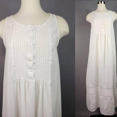 White Boho Sleeveless Maxi Dress   Eddie Bauer, Vintage Cotton Eyelet Dress, Sleeveless Lawn Dress, Flowing White Summer Dress 