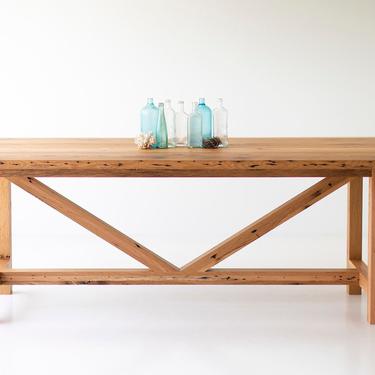 90 inch Modern Farmhouse Dining Table with Reclaimed Oak Base and Top 
