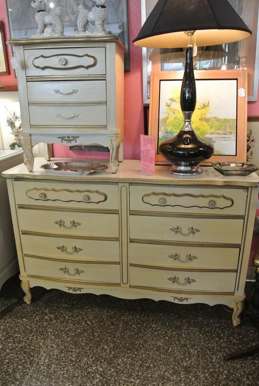 Faux French nightstand and dresser. $60 and $295.