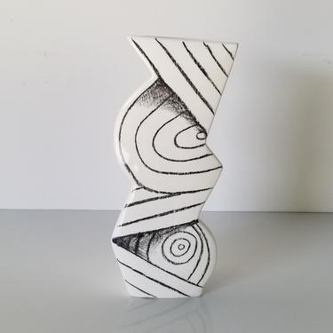 1980s Postmodern Modernist Art Ceramic Vase 