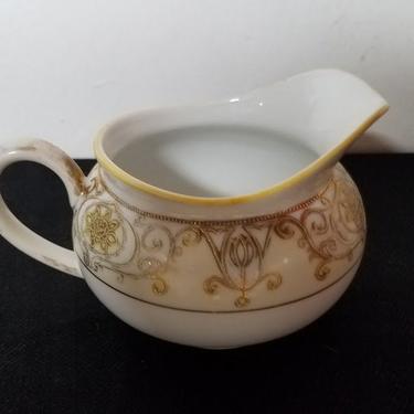 Vintage Noritake Creamer No. 175 Gold Flowers and Scroll on Cream 