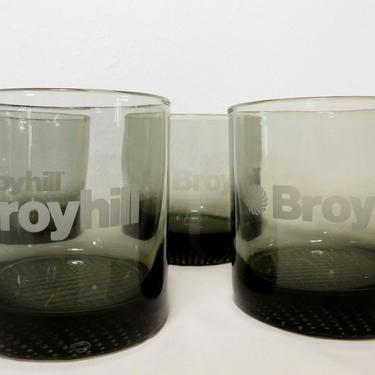 RARE Vtg BROYHILL DRINKING LOWBALL BAR GLASS SET Brasilia Sculptra Saga MCM