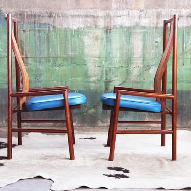 WOW! Sculptural Mid Century Rosewood Danish Lounge Armchair Arm Chair stunning Wood Grain, Woven Cane Back! (PAIR AVAILABLE Sold separately) by CatchMyDriftVintage