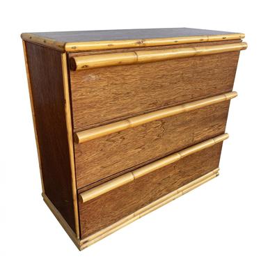 Restored Mid Century Mahogany Lowboy Dresser w/ Rattan pulls 