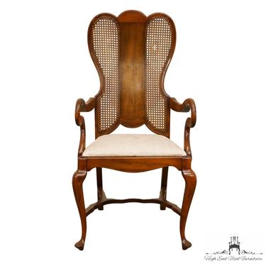 High End English Revival Queen Anne Cane Back Dining Arm Chair 