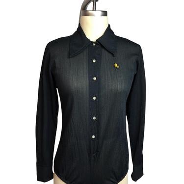 1960s Black Semi Sheer Honey Bee Black Bodysuit Leotard Top Mod Gogo Style 