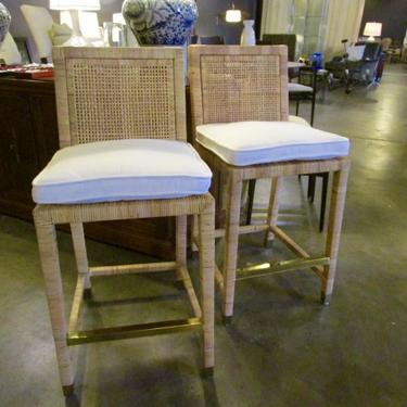 PAIR PRICED SEPARATELY SERENA AND LILY RATTAN COUNTER STOOLS