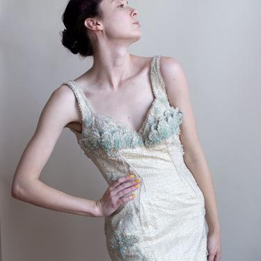 1960s Beaded Gown / 60s Custom Couture Wedding Burlesque Gown 